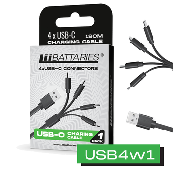 LiiBattaries USB-C 4-in-1 dedicated to LITHIUM-ION BATTERIES 19cm Fast