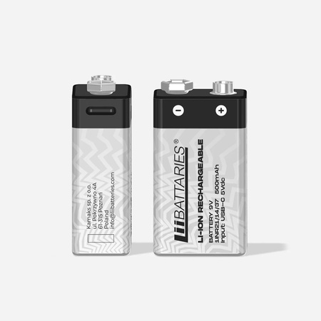 LiiBattaries POWERFUL LITHIUM-ION BATTERY 9V USB-C 2pcs 500mAh 9V Battery