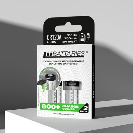 LiiBattaries MOCNY AKUMULATOR BATERIA LITOWO-JONOWA CR123A USB-C 2szt. 750